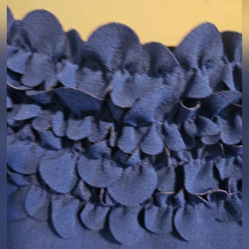 Blue Dress with Ruffled Neckline - Picture 2 of 4